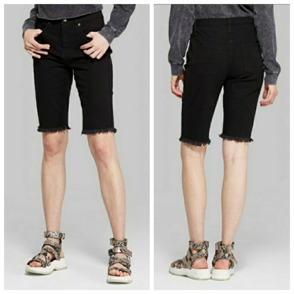 raw hem bermuda shorts